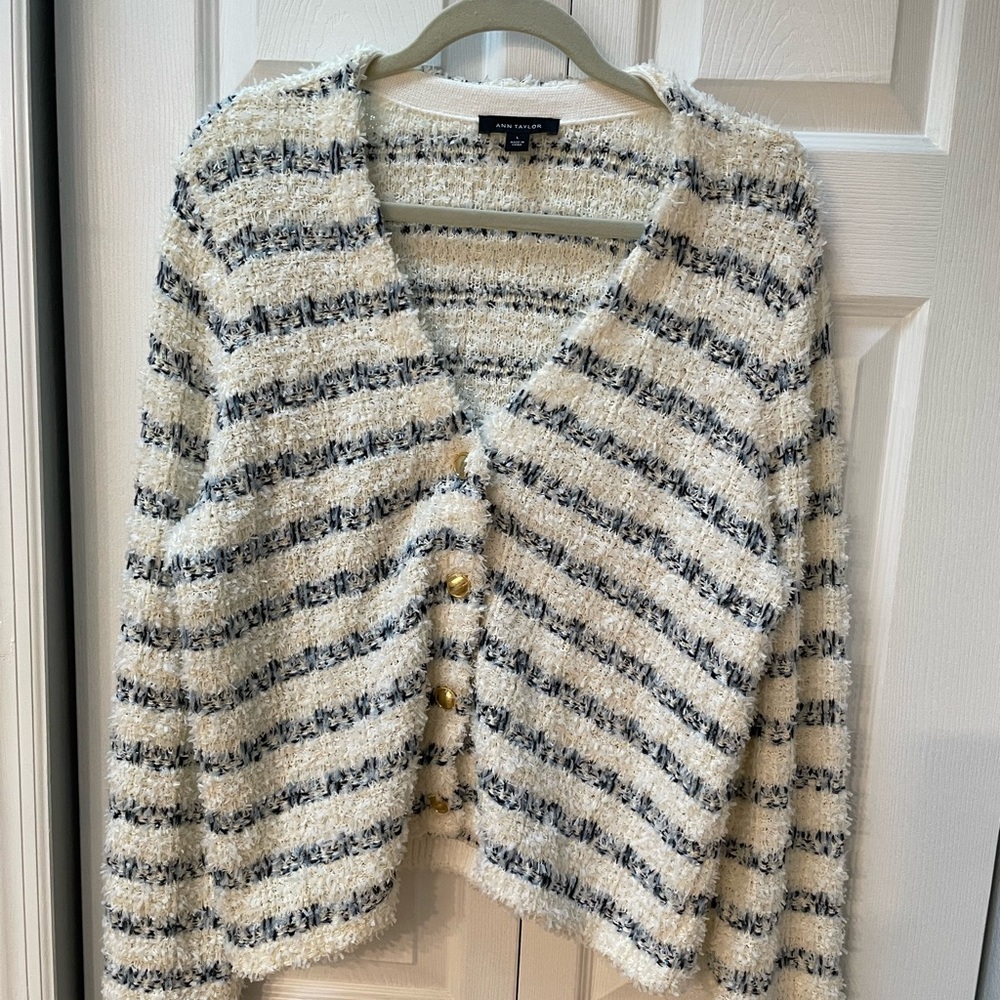 Ann Taylor Striped Textured Sweater